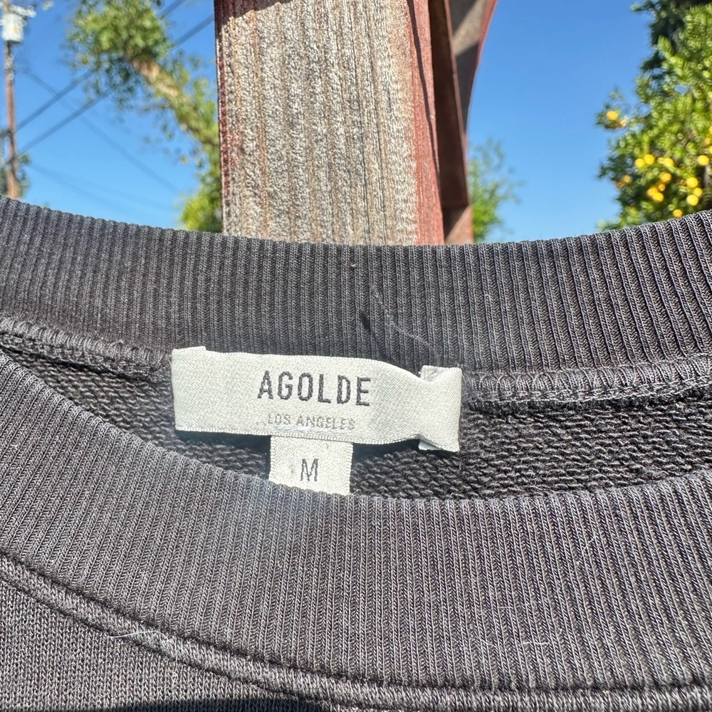 AGOLDE BALLOON SLEEVE CROPPED SWEATSHIRT IN BLACK Sz medium - Picture 2 of 3